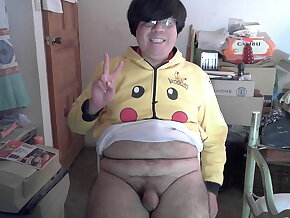 Horny otaku emo shows his tiny penis