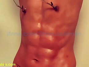 Hot Chinese guy tied, nipple clamped and used for pleasure of his body!